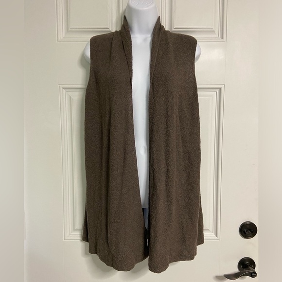 EILEEN FISHER Womens Blue 3/4 Sleeve Open Cardigan Sweater
